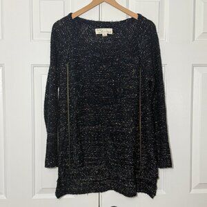 Vintage Havana Confetti Knit Sweater M Gold Zip Detail